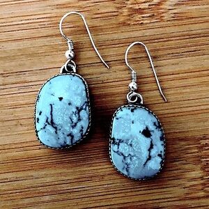 $98 Signed Estate Navajo Artisan Turquoise Earrings  Marked CS STERLING